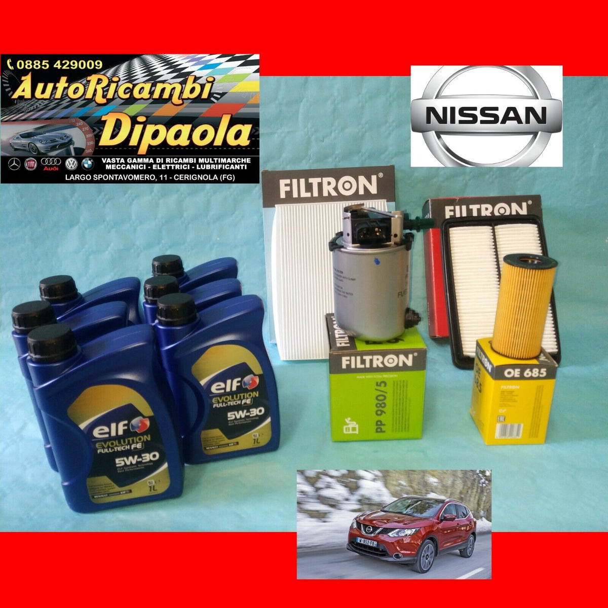 Kit Tagliando Filtri + Olio Per Nissan Qashqai 1.5 DCi 76KW 103CV (2007-2014) - 4 Filtri + 5L Olio - Foto 7
