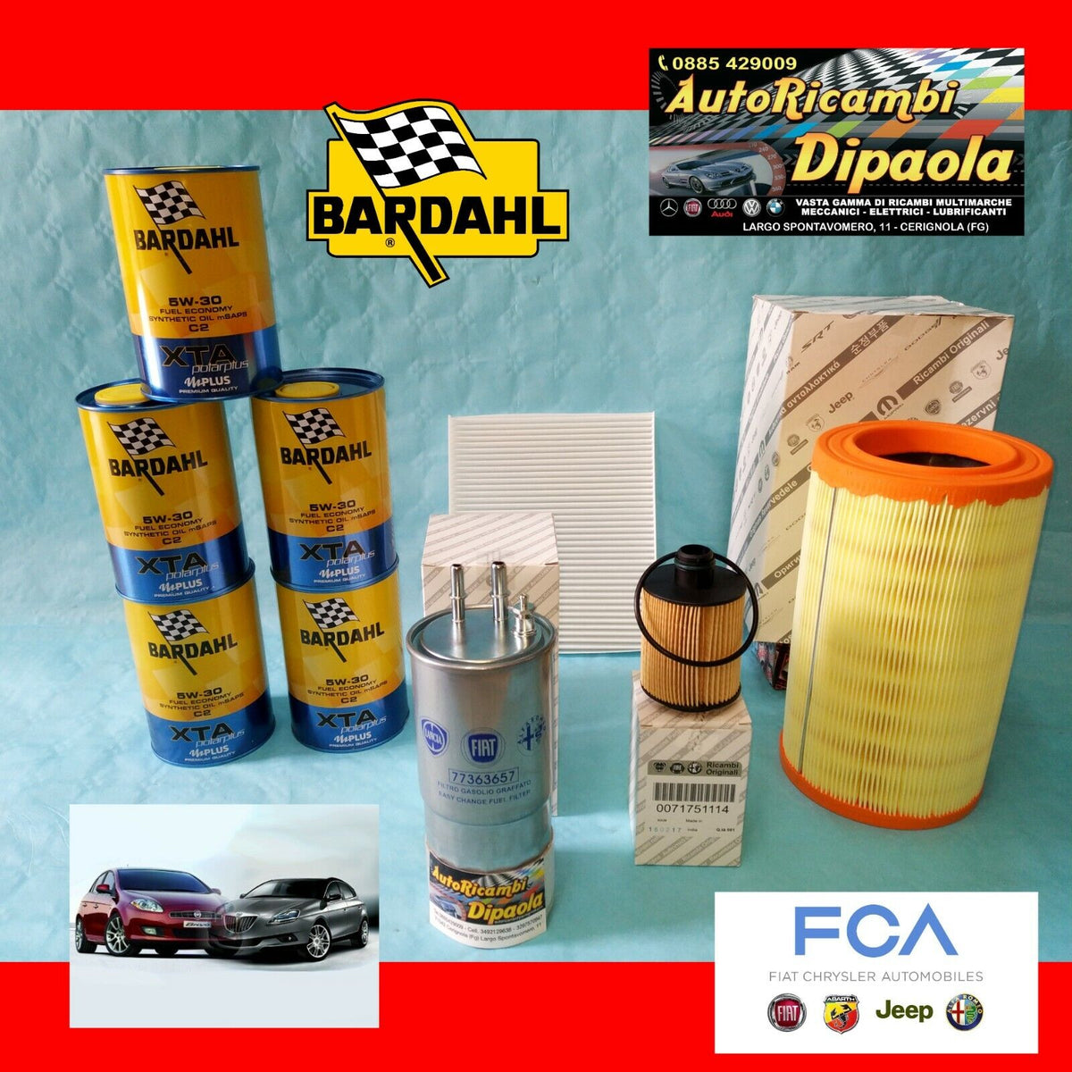 Kit 4 Filtri Tagliando Fiat Bravo 2 198 Lancia Delta 3 1.6
