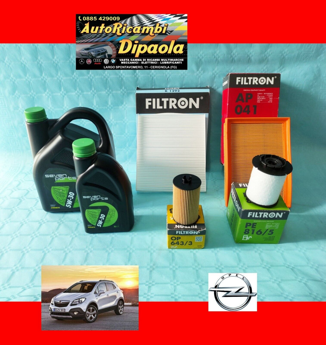 KIT TAGLIANDO OPEL MOKKA 1.6 CDTI 81 100 KW 110 136 CV 5L OLIO 5W30 – AUTORICAMBI DIPAOLA - Foto 6