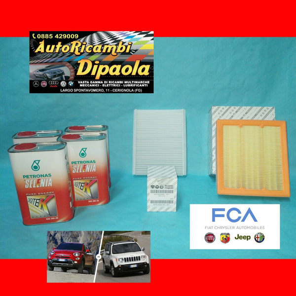 KIT TAGLIANDO ORIGINALE FIAT 500X JEEP RENEGADE 1.4 BENZINA SELENIA 0W30 DIGITEK