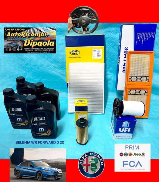 KIT TAGLIANDO ORIGINALE ALFA ROMEO GIULIA 2.2 D DIESEL SELENIA 0W20 + 4 FILTRI