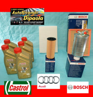 KIT TAGLIANDO AUDI A4 (04-08) B7 1.9 2.0 TDI 5L CASTROL 5W30 FILTRI BOSCH ORIGIN