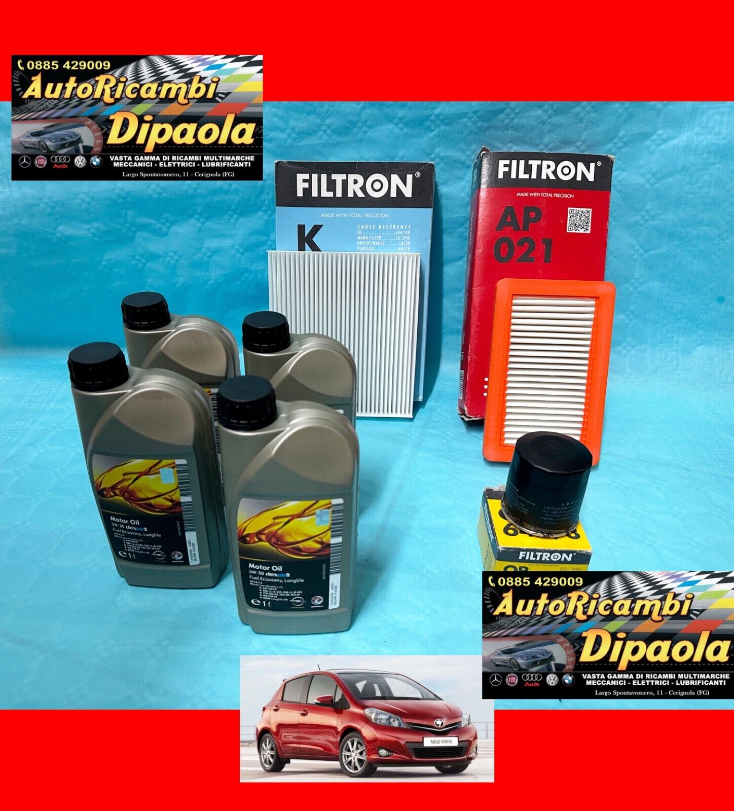 Kit Tagliando 3 Filtri Per Toyota Yaris 1.5 Hybrid 2012-2024 - Filtro Olio, Aria, Abitacolo - Foto 6