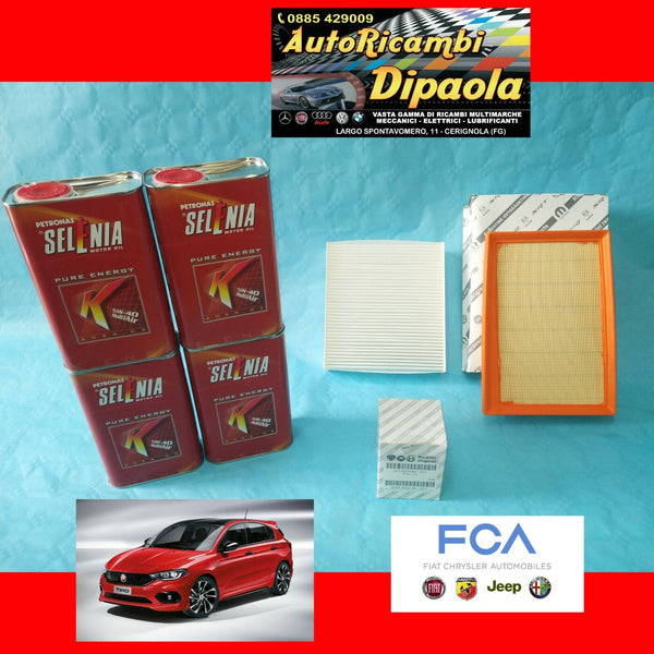KIT TAGLIANDO ORIGINALE FIAT TIPO 1.4 BENZINA 95 120 CV SELENIA 5W40 K-PE FILTRI