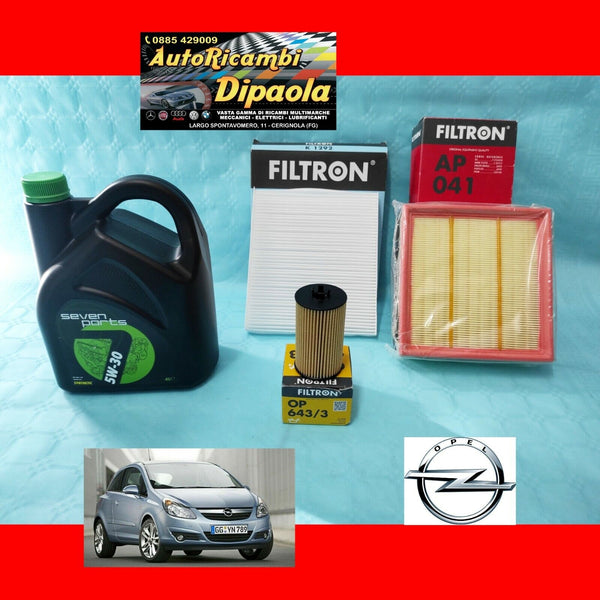 KIT TAGLIANDO OPEL CORSA D 1.0 1.2 1.4 BENZINA O GPL 06> 4L OLIO 5W30 + FILTRI