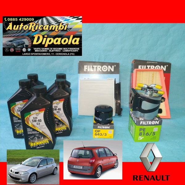 KIT TAGLIANDO RENAULT MEGANE SCENIC II (02-09) 1.5 DCI 5L 5W40 + 4 FILTRI