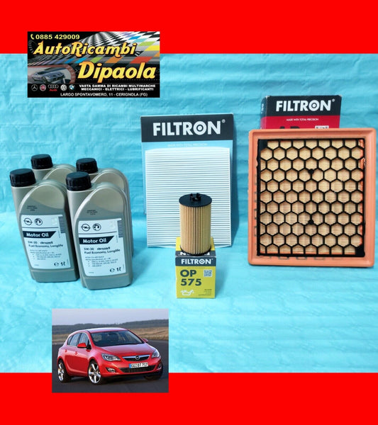 KIT TAGLIANDO OPEL ASTRA J 1.4 1.6 16V BENZINA 4L OLIO ORIGINAL GM 5W30 + FILTRI