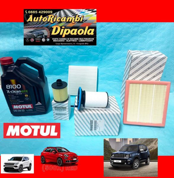 KIT TAGLIANDO ORIGINALE FIAT 500X JEEP RENEGADE 1.6 2.0 MULTIJET MOTUL 8100 5W30