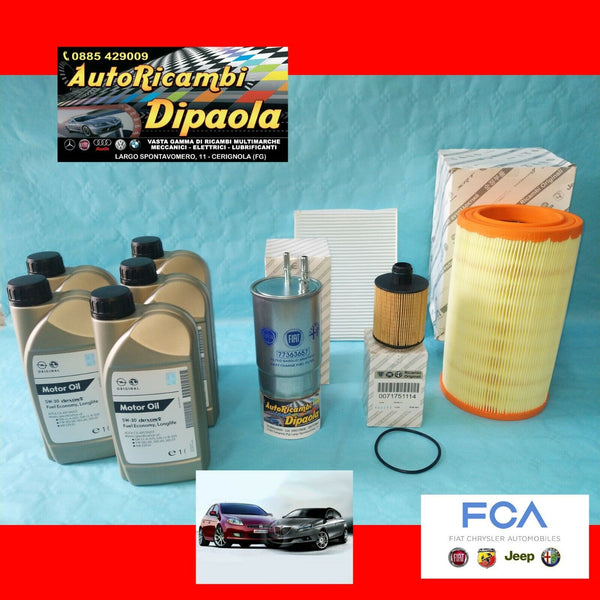 KIT TAGLIANDO ORIGINALE FIAT BRAVO LANCIA DELTA 1.6 MULTIJET 5L GM 5W30 + FILTRI