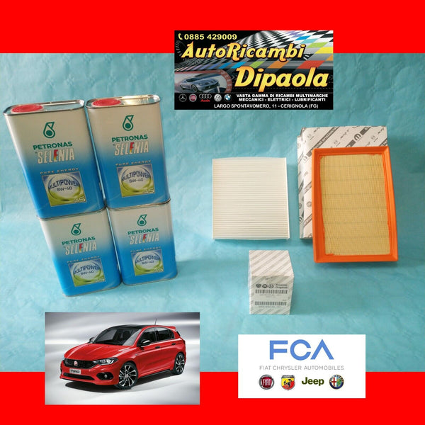 KIT TAGLIANDO ORIGINALE FIAT 500L 1.4 GPL 88 KW 120 CV SELENIA GAS 5W40 + FILTRI
