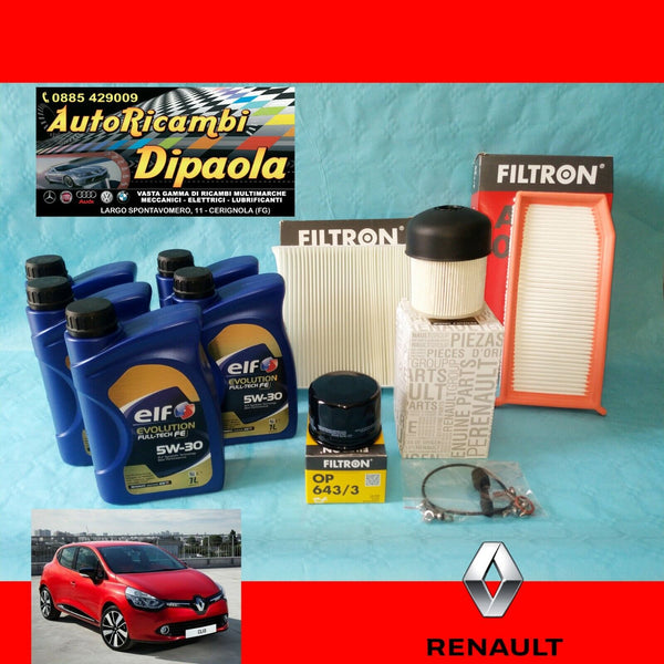 KIT TAGLIANDO RENAULT CLIO IV CAPTUR 1.5 DCI 5 LITRI OLIO ELF C4 5W30 –  AUTORICAMBI DIPAOLA