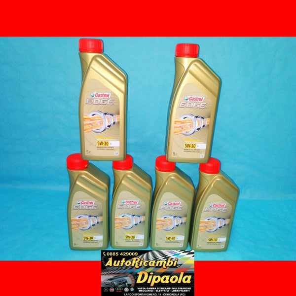 6 LITRI OLIO MOTORE AUTO CASTROL 5W30 EDGE FST LONG LIFE VW 504 00/507 00 6L