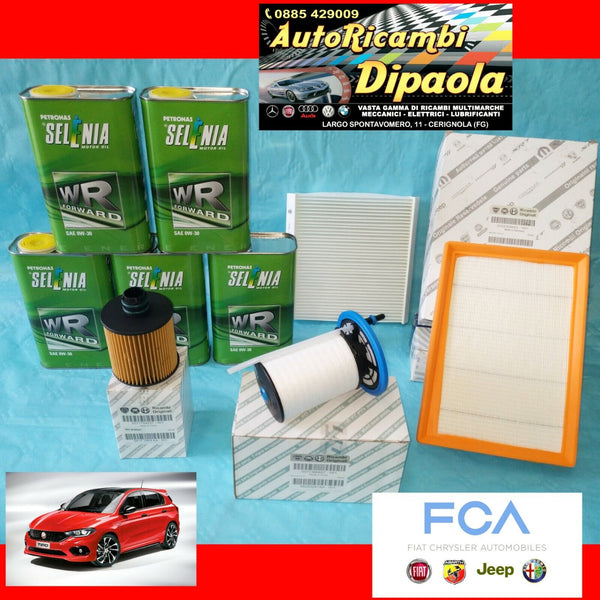 KIT TAGLIANDO ORIGINALE FIAT TIPO 1.6 D 84 88 KW 114 120 CV SELENIA 0W30 +FILTRI