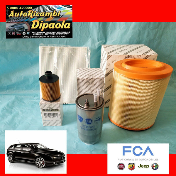 KIT TAGLIANDO 4 FILTRI OLIO ARIA ABITACOLO GASOLIO ALFA ROMEO 159 1.9 2.0  JTDM