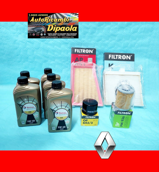 KIT TAGLIANDO RENAULT SCENIC II (02-09) 1.9 DCI 5L OLIO 5W40 + KIT 4 FILTRI