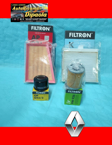 KIT TAGLIANDO RENAULT SCENIC II (02-09) 1.9 DCI 110 116 120 131 CV KIT 4 FILTRI