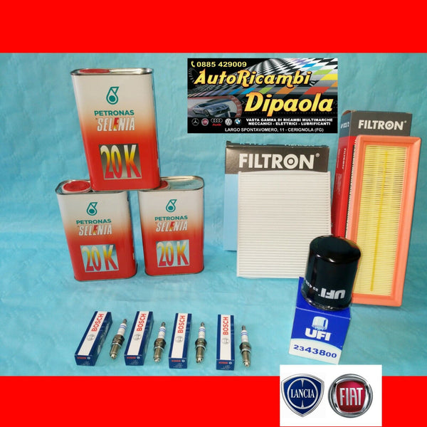 KIT TAGLIANDO + 4 CANDELE FIAT 500 PANDA 169 312 - 1.2 BENZINA 44 51 K –  AUTORICAMBI DIPAOLA