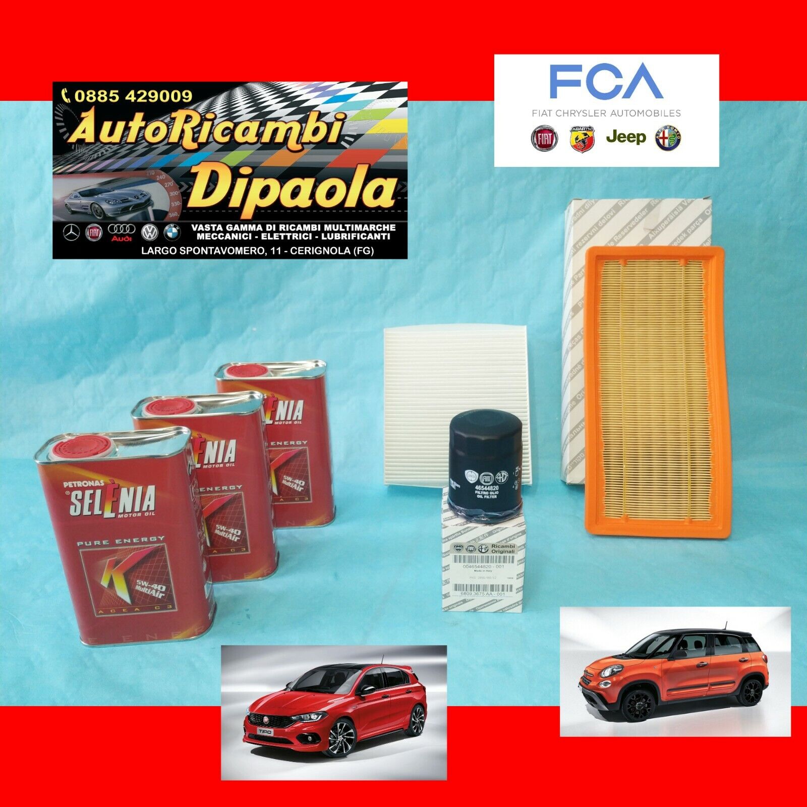 Kit Tagliando Auto Con 4 Filtri E Olio Motore Selenia WR 5W40 - Compatibile Con Fiat Punto E Altri Modelli - Foto 9