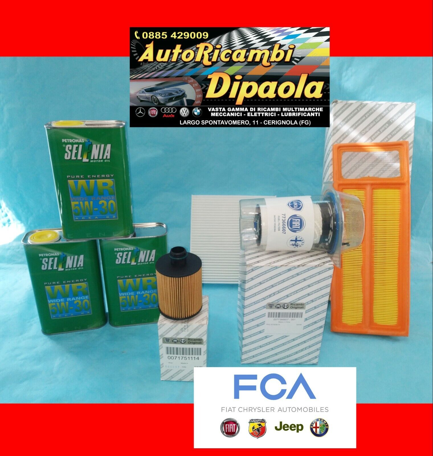 Kit Tagliando Per Fiat Panda 312 1.3 Multijet Lancia Ypsilon EURO 5 Siroil 5W30