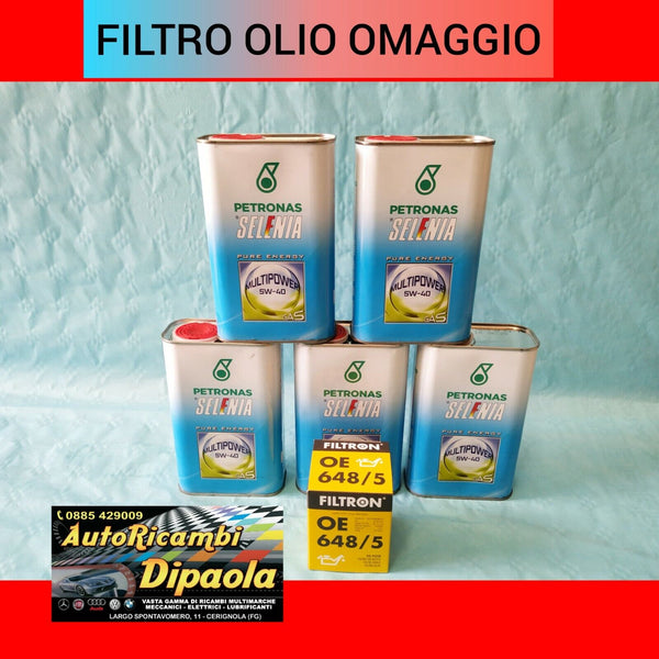 5 LITRI OLIO MOTORE SELENIA MULTIPOWER GAS METANO + FILTRO OLIO