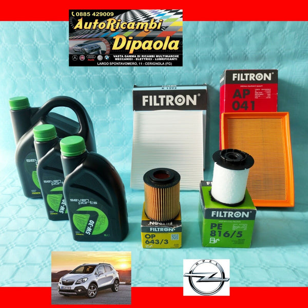 KIT TAGLIANDO OPEL MOKKA 1.7 CDTI 96 KW 131 CV 12> 6 LITRI OLIO 5W30 + 4 FILTRI