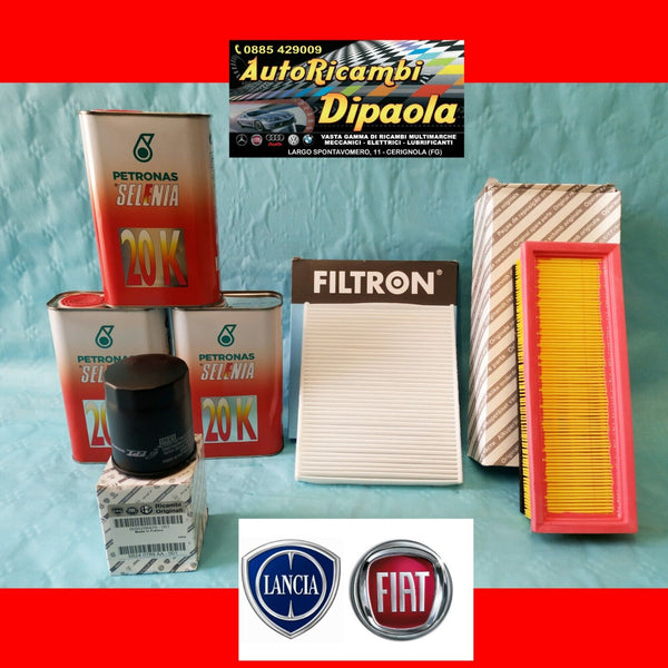 KIT TAGLIANDO ORIGINALE FIAT 500 PANDA 1.1 1.2 1.4 BENZINA SELENIA 20K +  FILTRI