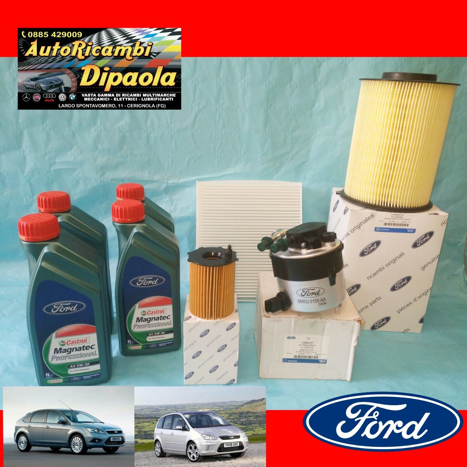 KIT TAGLIANDO 6 LT OLIO FORD 5W30 4 FILTRI FORD S-MAX 2.0 TDCI Dal 2006 - Foto 7