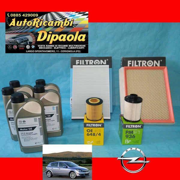 KIT TAGLIANDO OPEL ASTRA H 1.9 CDTI 74 88 110 KW 100 120 150 CV 5L GM 5W30+FILTR