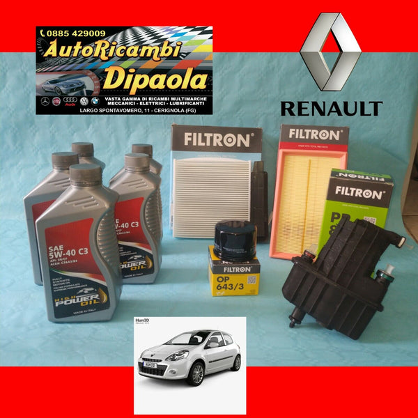 KIT TAGLIANDO RENAULT CLIO 3 III MODUS NISSAN MICRA 1.5 DCI 5L 5W40 + 4 FILTRI